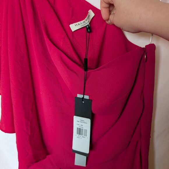 Halston Heritage One-Shoulder Fuchsia Pink Dress – Size 0 - Picture 2 of 3